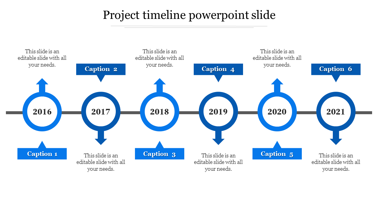 project timeline powerpoint slide-Blue